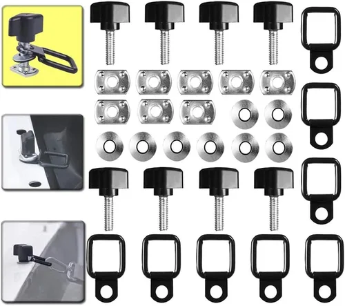 Tuerca de tornillo universal de extracción rápida de tapa dura + anillos en D de amarre compatibles con Wrangler YJ TJ JK JKU Sports Sahara Freedom
