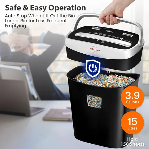Miniatura 6 de VidaTeco - Trituradora de papel para hogar y oficina, de 10 hojas, de corte cruzado con cortador patentado en EE. UU., también tritura