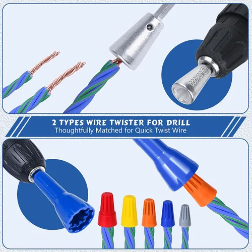 Miniatura 7 de Pelacables para taladro, herramienta eléctrica estándar de EE. UU. para taladro, pelacables para 6/8/10/12/14 AWG, juego de herramientas de pelado