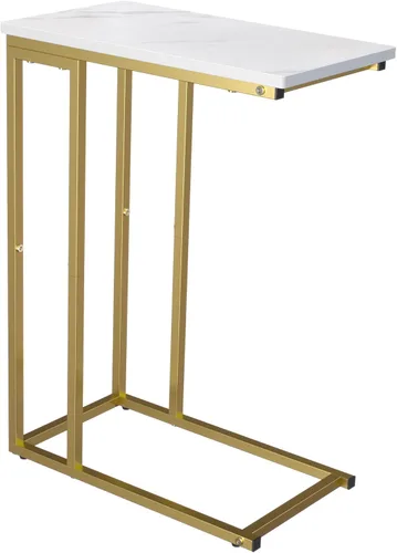 Miniatura 10 de Yusong - Mesa auxiliar en forma de C - Se desliza debajo del sofá, cama, mesa pequeña para espacios pequeños, delgada sobre la cama, mesa para café