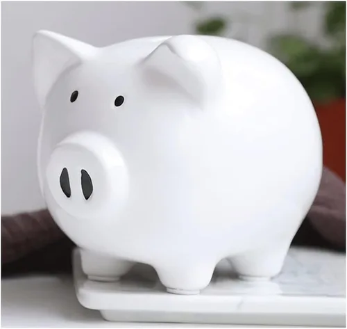 Alcancía, alcancía decorativa de cerámica para adultos y niños para apreciar un bonito banco de dinero para niños y niñas (azul, blanco, rosa)