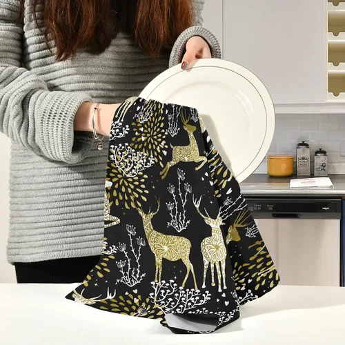 Miniatura 6 de ALAZA Toallas decorativas de cocina de reno de Navidad, 1 pieza, suaves y absorbentes, toallas de mano para limpieza del hogar, paños de cocina, 18