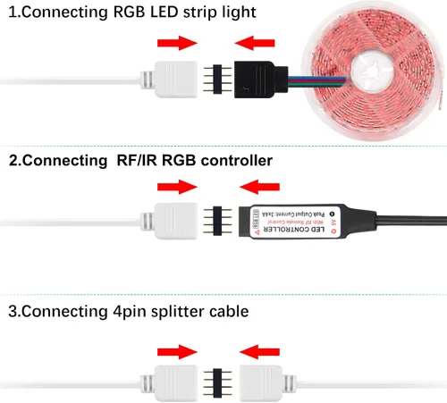 Miniatura 5 de RGBZONE 10 unids 4 Pin 0.394 in Conectores LED sin soldadura 4 Pin conductor tira a adaptador de corriente para puente de 0.394 in SMD RGB 5050 LED