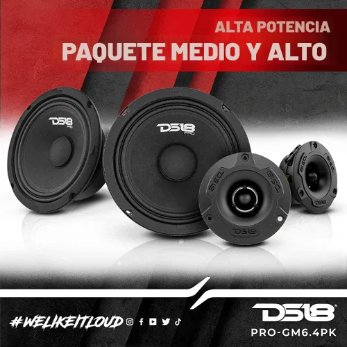 Miniatura 4 de DS18 PRO-GM6.4PK Paquete completo medio y alto, incluye 2 altavoces de rango medio de 6 pulgadas y 2 tweeter de aluminio Super Bullet de 1 pulgada