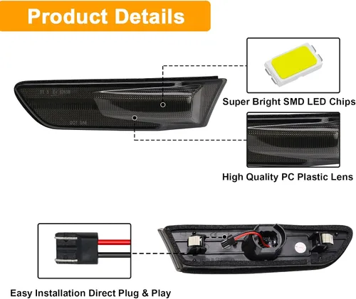 Miniatura 6 de Luces de posición laterales LED compatibles con G35 2D Coupé 2003-2007 / para Skyline V35 Coupe 2002-2007, lámparas de marcadores laterales de Luces