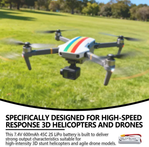 Miniatura 6 de Paquete de 4 baterías LiPo de 7.4V 600mAh 45C 2S con enchufe XT30 y cargador 2 en 1 para WLtoys XK K130 Seis canales 3D Stunt RC Helicópteros Drones
