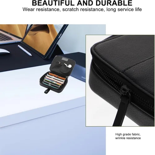 Miniatura 3 de Cabilock Watchband Organizer and Storage Pouch for Smartwatch Straps, Portable Multifunctional Wristband Carrying Case, Black Fiber