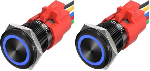 APIELE Interruptor momentáneo de botón de encendido y apagado de 0.748 in de aleación de aluminio con cabezal de ojo de ángel LED de 12 V para