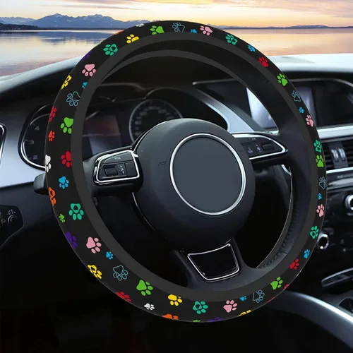 Miniatura 9 de Funda para volante de automóvil para mujeres y hombres, volante antideslizante y transpirable, protector de volante de flores silvestres, accesorios