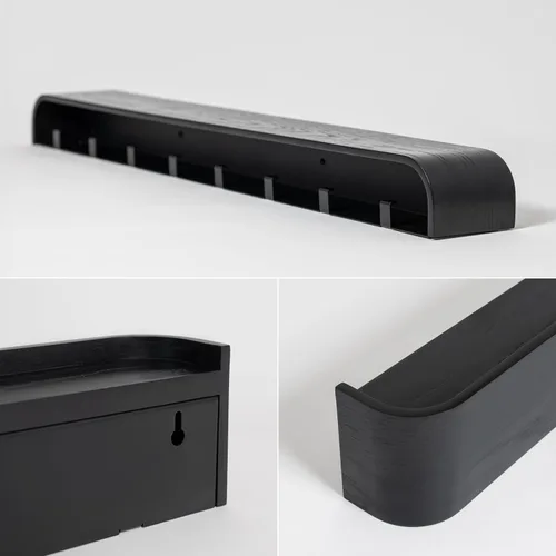 Miniatura 4 de Kazai. Perchero de pared 'Toke' – Perchero de diseño moderno con ganchos ocultos de pared – Perchero de panel de chapa de madera maciza – Roble