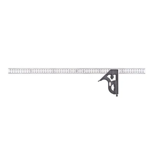 Miniatura 34 de Starrett Escuadra de combinación de acero con cabeza cuadrada - Longitud de hoja de 300 mm, cabezas de hierro fundido, pestillo reversible, punta