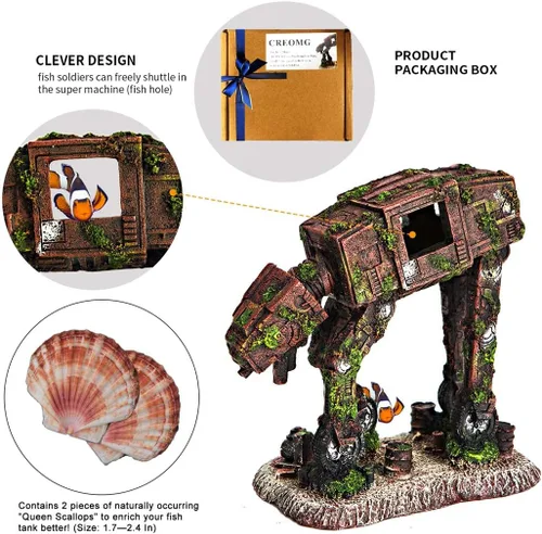 Miniatura 4 de Decoraciones de pecera, diseño múltiple opcional, adorno de acuario de resina, cueva creativa de pez Betta para decoraciones de acuario, barril