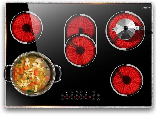 Miniatura 12 de Estufa eléctrica de 2 quemadores – Placa de cocina de cerámica integrada de 12 pulgadas, 3000 W, estufa eléctrica de dos quemadores con protección