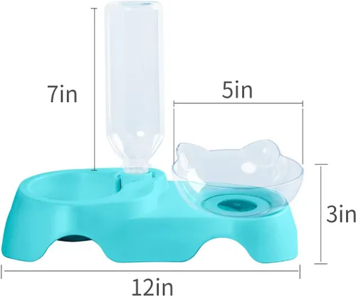 Miniatura 6 de MILIFUN Cuencos dobles para perros y gatos, juego de cuencos de agua y comida para mascotas, juego de cuencos inclinados de 15° para agua