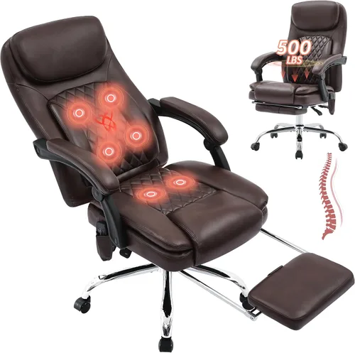 Miniatura 12 de Silla de oficina de masaje de 500 libras, sillas de oficina ejecutiva de 6 puntos de vibración y calor, silla de escritorio cómoda reclinable