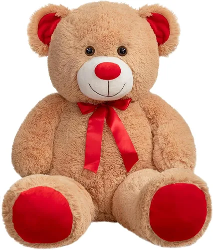 Miniatura 14 de Enorme Oso de Peluche Animal de Peluche Oso de Peluche Gigante con Lazo de Cinta Roja Juguete de Peluche de Día Regalo para Novia y Niños 36 Beige