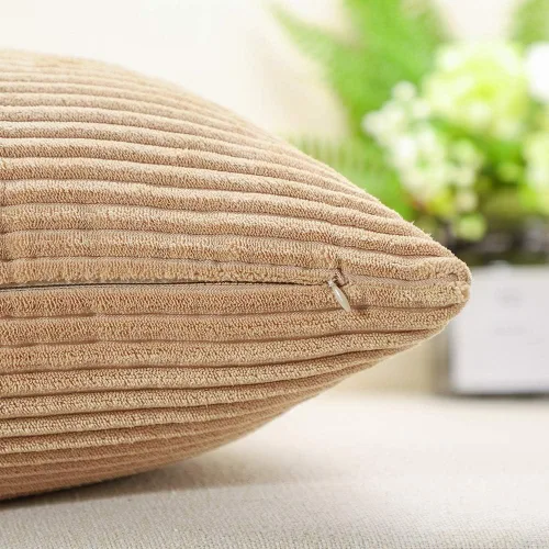 Miniatura 405 de Artscope Fundas de Almohada de Pana a Rayas Acogedoras Súper Suaves Decorativas Cuadradas Fundas de Cojín para Sofá Sillón Dormitorio Decoración