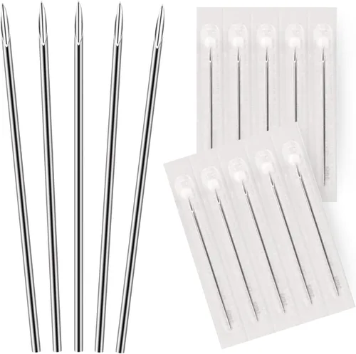 BodyJ4You Agujas de piercing de acero quirúrgico 12G para oreja, nariz, lengua, pezón, ceja, labret genital, 10 unidades