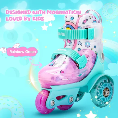 Miniatura 2 de SULIFEEL Patines de Ruedas Ajustables para Niñas Niños Infantiles, Ruedas Divertidas Iluminadas con Luz Flash de Tipo Equilibrio de Tres Puntos
