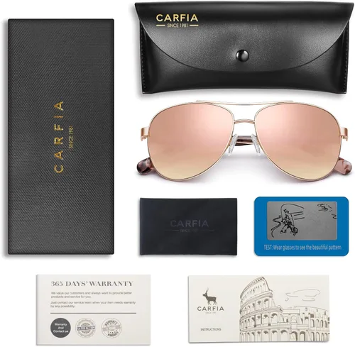 Miniatura 20 de CARFIA Gafas de sol polarizadas para mujer, protección UV, brazos de acetato, marco de metal, sombras para mujer, CA3216