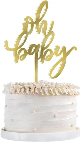 Miniatura 2 de Decoración de pastel Golden Oh Baby, decoración de pastel de fiesta de bebé, bautismo de bebé o decoración de pastel de fiesta de revelación