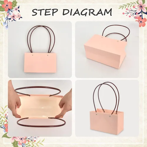 Miniatura 3 de BEISHIDA Bolsas de regalo de múltiples flores para ramos, 4 cajas rectangulares para ramo de flores con asa para embalaje de ramos, envoltura