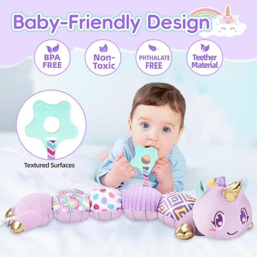 Miniatura 4 de Juguetes de bebé unicornio 6-12 meses Juguetes musicales de peluche para bebés recién nacidos Juguetes sensoriales para tiempo de barriga para bebés