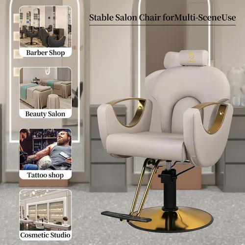 Miniatura 9 de Silla de peluquero reclinable silla de peluquería hidráulica sillas de peluquería giratoria de 360 grados silla de peinado silla de corte de salón