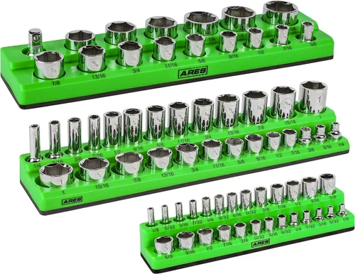 Miniatura 12 de ARES 70236 - Organizador magnético para 16 vasos SAE de 1/2 pulgada, para 15 vasos y 1 adaptador para vaso, mantiene tu caja de herramientas