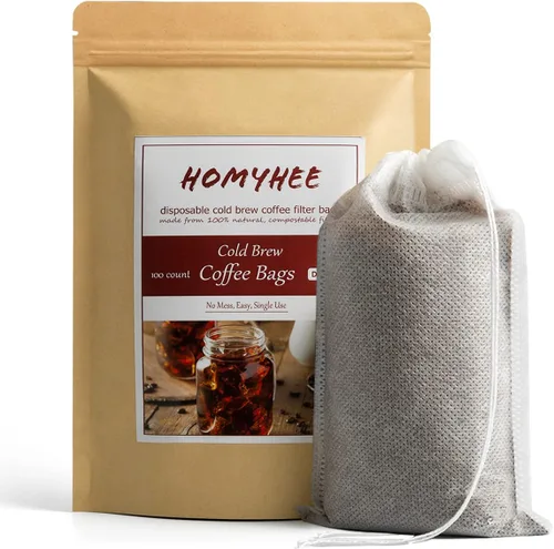 Filtros de café frío sin ensuciar, 100 bolsas desechables de malla fina para concentrado/cafetera helada, kit de prensa francesa/fría, té caliente
