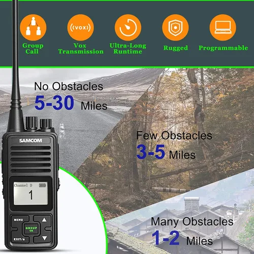 Miniatura 5 de SAMCOM Radios bidireccionales de 3000 mAh de largo alcance recargables de alta potencia, walkie talkies para adultos, radios comerciales