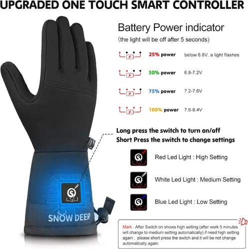 Miniatura 2 de Guantes térmicos para hombres y mujeres, batería recargable, para motocicleta, esquí, calentador de nieve, guantes para artritis