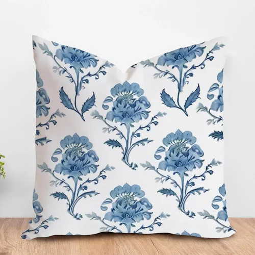 Miniatura 12 de ArogGeld Chinoiserie - Funda de cojín con diseño de pagoda asiática azul índigo, diseño cuadrado de flores y pagoda asiática, para oficina, silla