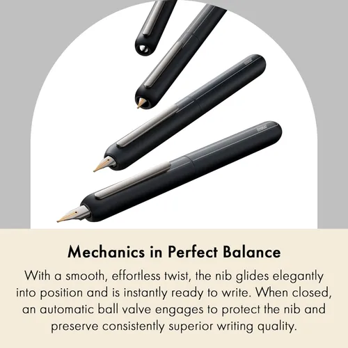 Miniatura 3 de Lamy diálogo negro – pluma estilográfica sin tapa con mecanismo de giro – Pluma de oro de 14 kt, parcialmente chapado en platino & en tamaño EF