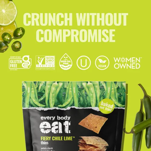 Miniatura 4 de Every Body Eat Galletas sin gluten, lima chilena ardiente – Snacks picantes, galletas veganas, sin lácteos, sin aceite de semillas (paquete de 2)