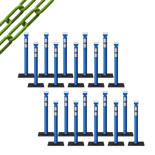 Miniatura 51 de Trafford Industrial - Juego de 20 postes de delineador de 45 pulgadas, collares reflectantes de 3 pulgadas, base de goma de 10 libras