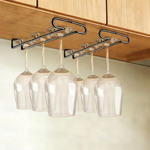 Miniatura 9 de GeLive Juego de 4 soportes para copas de gabinete de 10 pulgadas bajo estante, soporte colgante para copas de vino, organizador de almacenamiento