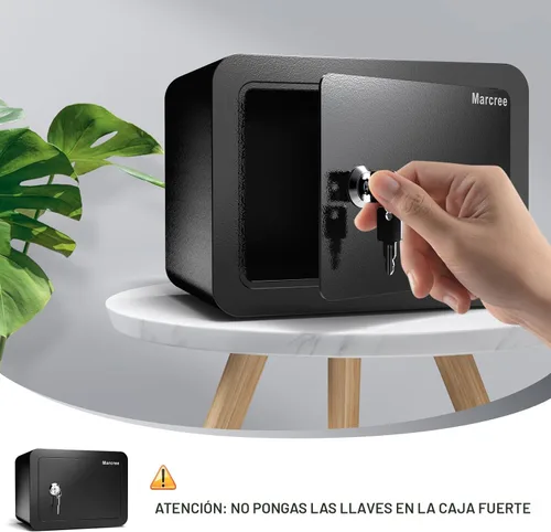 Miniatura 4 de Marcree Caja fuerte de 0.23 cachorros, pequeña caja fuerte con llave, mini caja fuerte para el hogar para dinero, monedas y efectivo, cajas fuertes