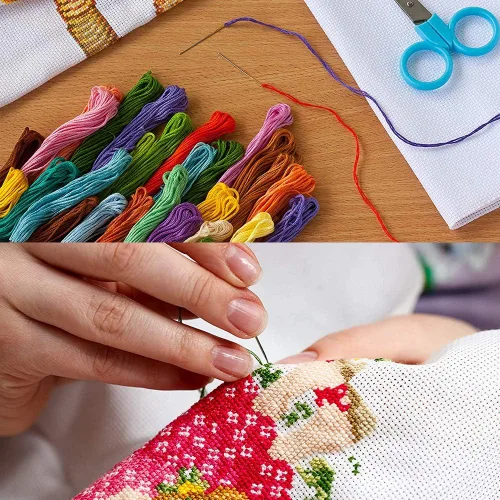 Miniatura 4 de ITSTITCH Kits de punto de cruz estampados DIY 11CT patrones de bordado para adultos, kits de punto de cruz para decoración del hogar, flores