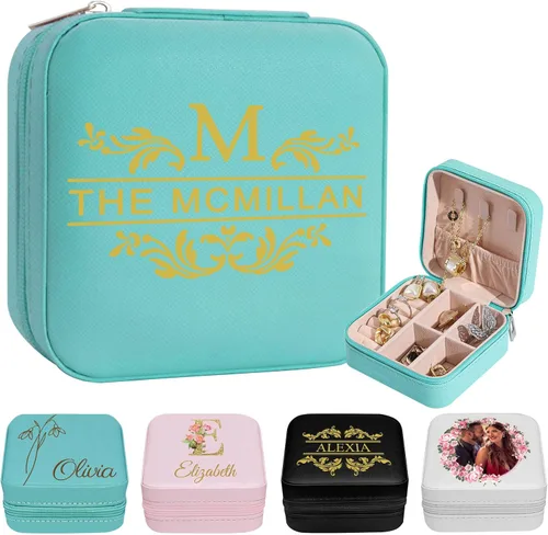 Miniatura 15 de Joyero de viaje personalizado para mujer, foto personalizada, nombre, logotipo, joyero, regalo de dama de honor, boda, cumpleaños