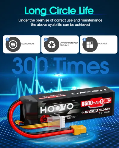 Miniatura 6 de HOOVO Batería Lipo 4S de 14.8 V 6500 mAh 130C RC, Softcase con enchufe XT60 para Maxx X-Maxx RC auto, camión, buggy crawler avión, barco RC, 2