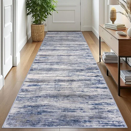 Miniatura 203 de KOZYFLY – Alfombra de pasillo moderna y lavable de diseño abstracto verde, 2 x 5 pies, antideslizante, suave y de pelo corto, ideal para cocina