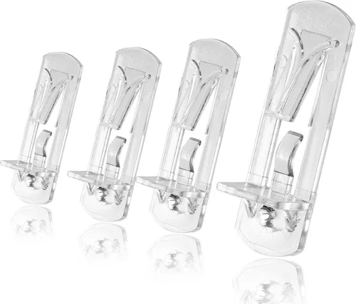 Miniatura 11 de 60 piezas de pasadores de estante con bloqueo – Clavijas de estante de gabinete de 7.9mm, clips de estante de plástico transparente para tableros
