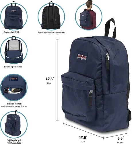 Miniatura 6 de JanSport SuperBreak One Mochilas, bolsa duradera y ligera con 1 compartimento principal, bolsillo frontal con organizador integrado, de primera