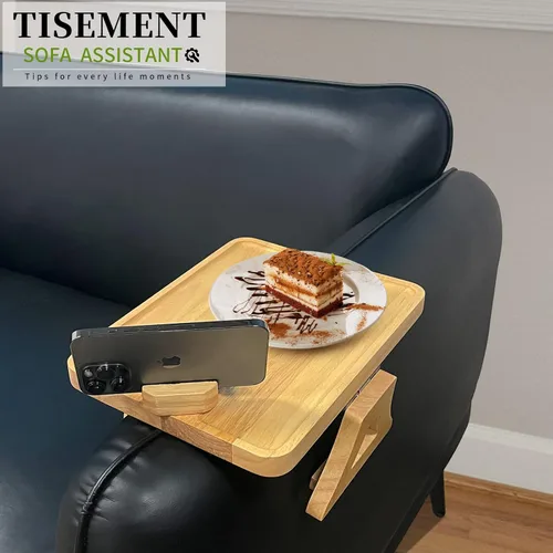 Miniatura 8 de Bandeja de sofá para sofá ancho, brazo de sofá con clip de 15 x 9.8 pulgadas con soporte giratorio de 360°, espacio de ensanchamiento de mesa