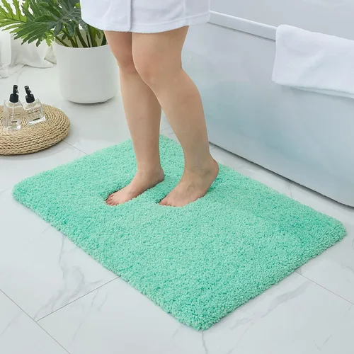Miniatura 20 de Alfombras de baño antideslizantes, lavables, ultra gruesas, suaves, de microfibra absorbente, de látex de espuma de alta densidad, con respaldo Beige