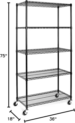 Miniatura 14 de Seville Classics UltraDurable Unidad de Almacenamiento de Estante de Alambre de Acero Sólido NSF de Servicio Pesado, Organizador para Garaje, Negro