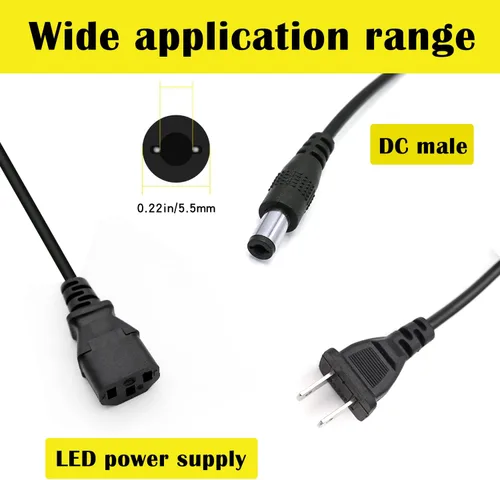 Miniatura 3 de Adaptador de corriente para cámara de seguridad de 2 puntas, 12 V, 5 A, 100 V-240 V, adaptador de corriente de 8 vías, cable divisor de alimentación