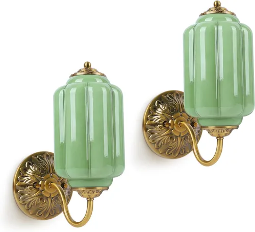 Miniatura 12 de Aplique de pared vintage, lámpara de vidrio de leche blanca, aplique de pared antiguo Art Deco de 5.5 pulgadas para dormitorio, baño, sala de estar