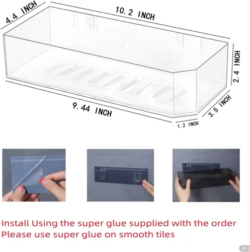 Miniatura 3 de Cq acrylic Estante organizador de ducha de baño, organizador de ducha adhesivo para almacenamiento de baño, decoración del hogar y cocina, estante